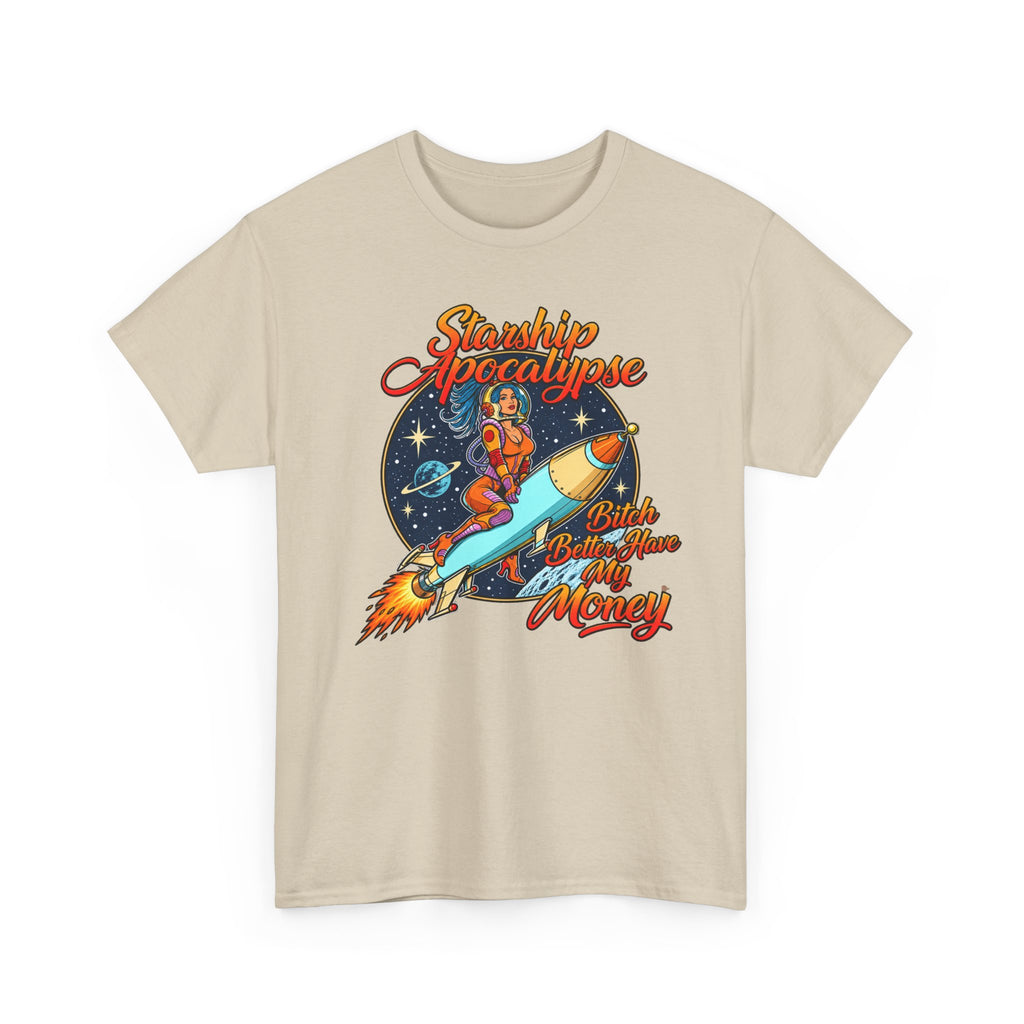 Apocalypse Rocket Tee — 'Sparkling Apocalypse' Retro Space Graphic T‑Shirt