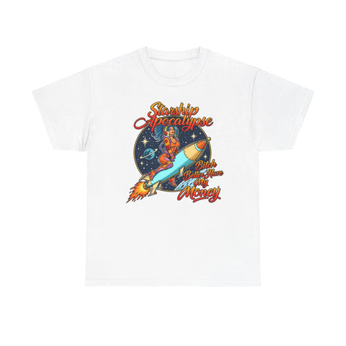 Apocalypse Rocket Tee — 'Sparkling Apocalypse' Retro Space Graphic T‑Shirt