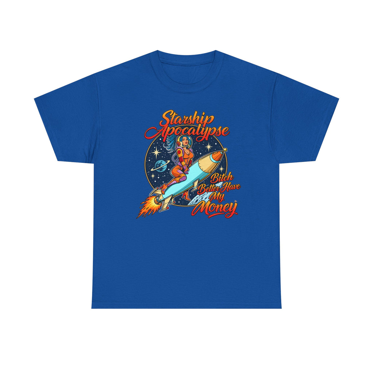 Apocalypse Rocket Tee — 'Sparkling Apocalypse' Retro Space Graphic T‑Shirt