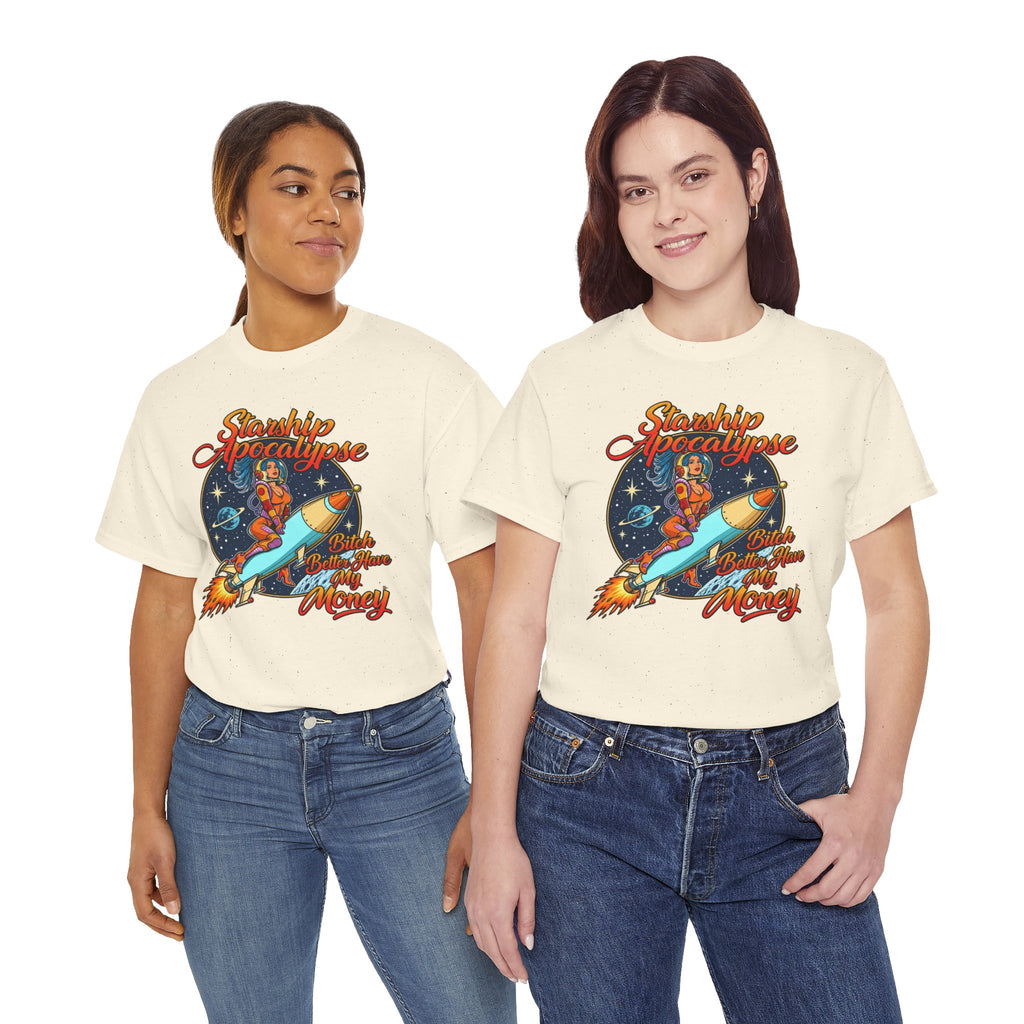 Apocalypse Rocket Tee — 'Sparkling Apocalypse' Retro Space Graphic T‑Shirt