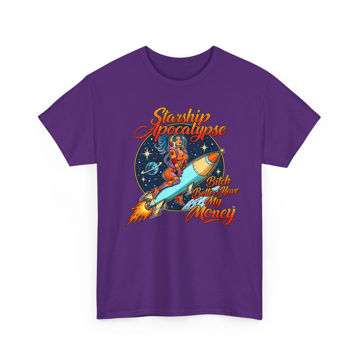 Apocalypse Rocket Tee — 'Sparkling Apocalypse' Retro Space Graphic T‑Shirt