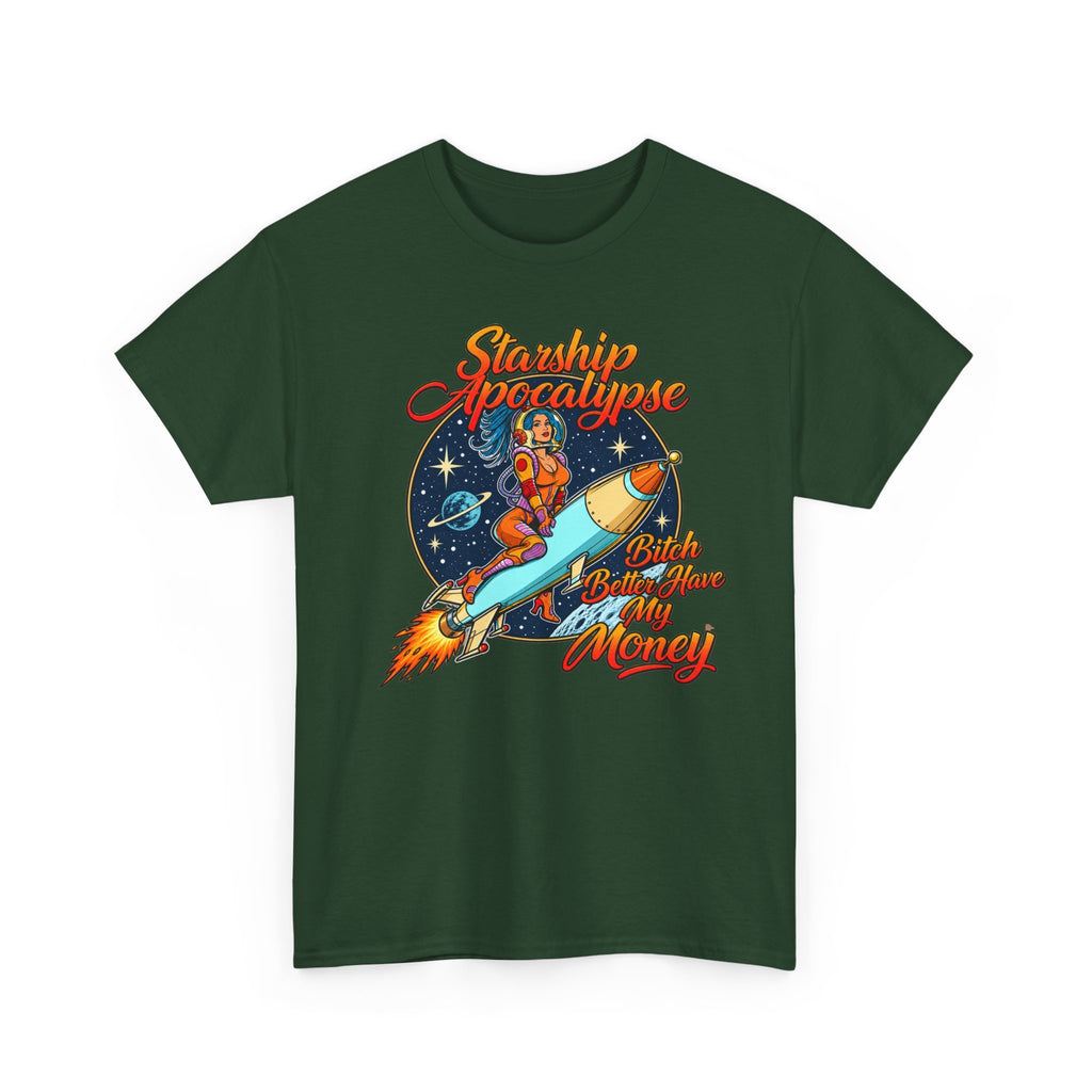 Apocalypse Rocket Tee — 'Sparkling Apocalypse' Retro Space Graphic T‑Shirt