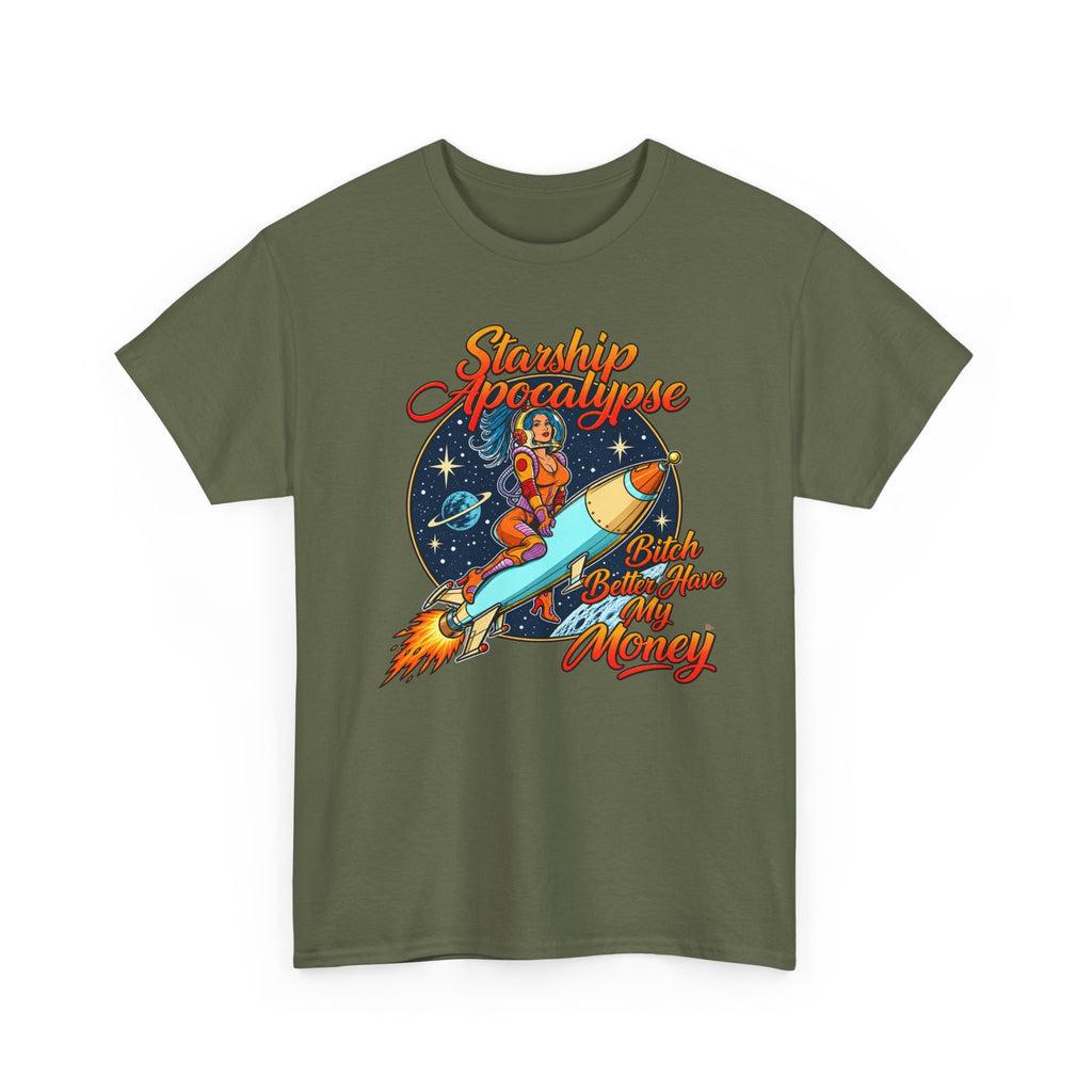 Apocalypse Rocket Tee — 'Sparkling Apocalypse' Retro Space Graphic T‑Shirt