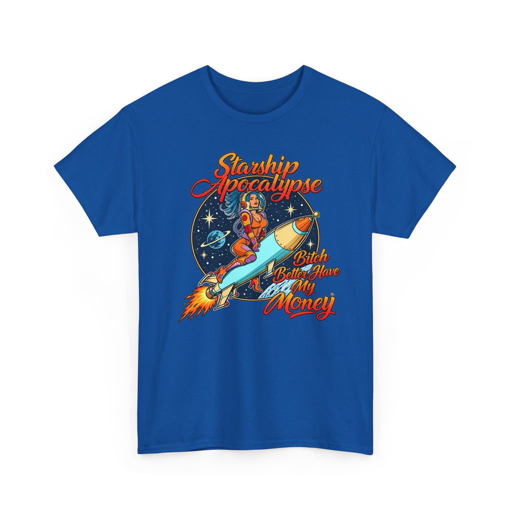 Apocalypse Rocket Tee — 'Sparkling Apocalypse' Retro Space Graphic T‑Shirt